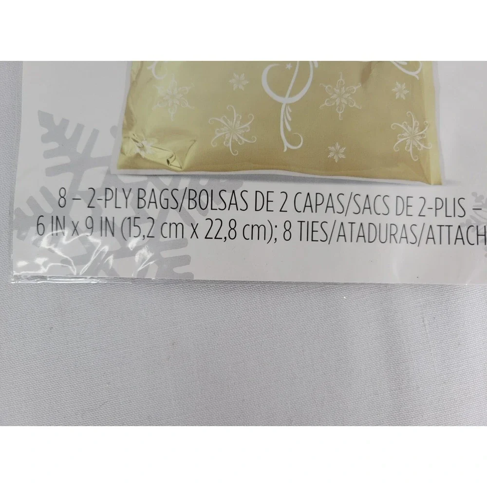 Lot of 2 packs Christmas Gold Foil Treat Bags 8ct Wilton NEW 16 total with ties